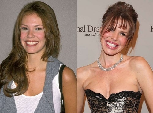 A picture of Nikki Cox before (left) and after (right).